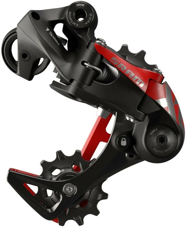 SRAM X01 DH Bagskifter 7-speed Kort Bur, Sort/rød
